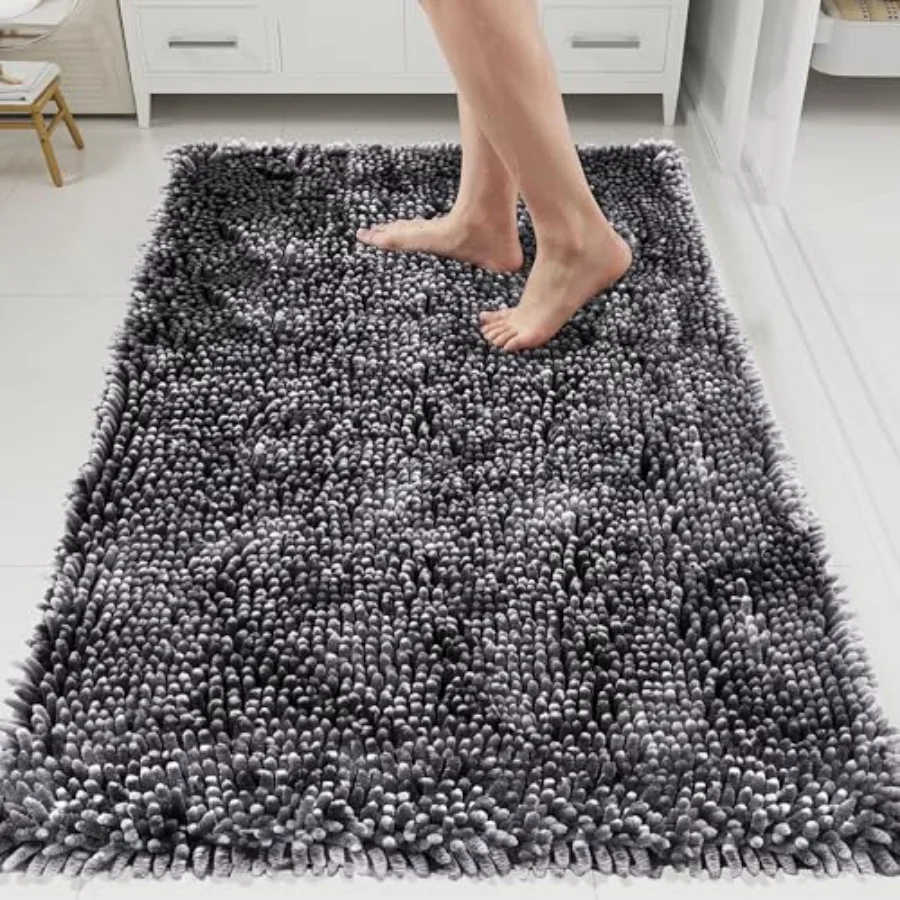 

Коврик для ванной 60 x 36 см, мягкий, впитывающий, из шенилла, с резиновой основой, для пола в ванной, душевой, спальни, дома