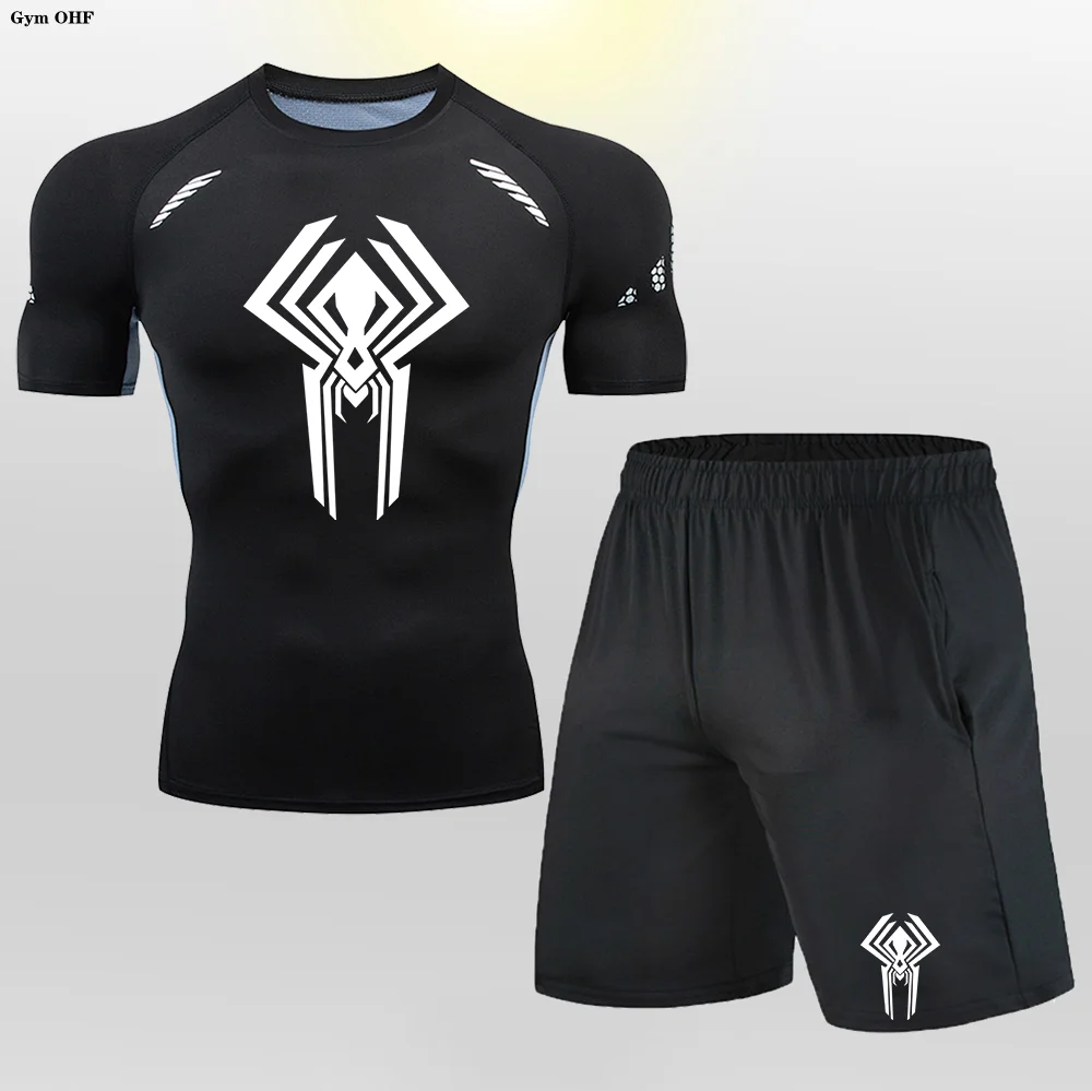 Trajes deportivos para hombre, boxeo, correr, entrenamiento, montañismo, tenis, Fitness, gimnasio, correr, camiseta, medias, conjuntos de compresión, ventilación