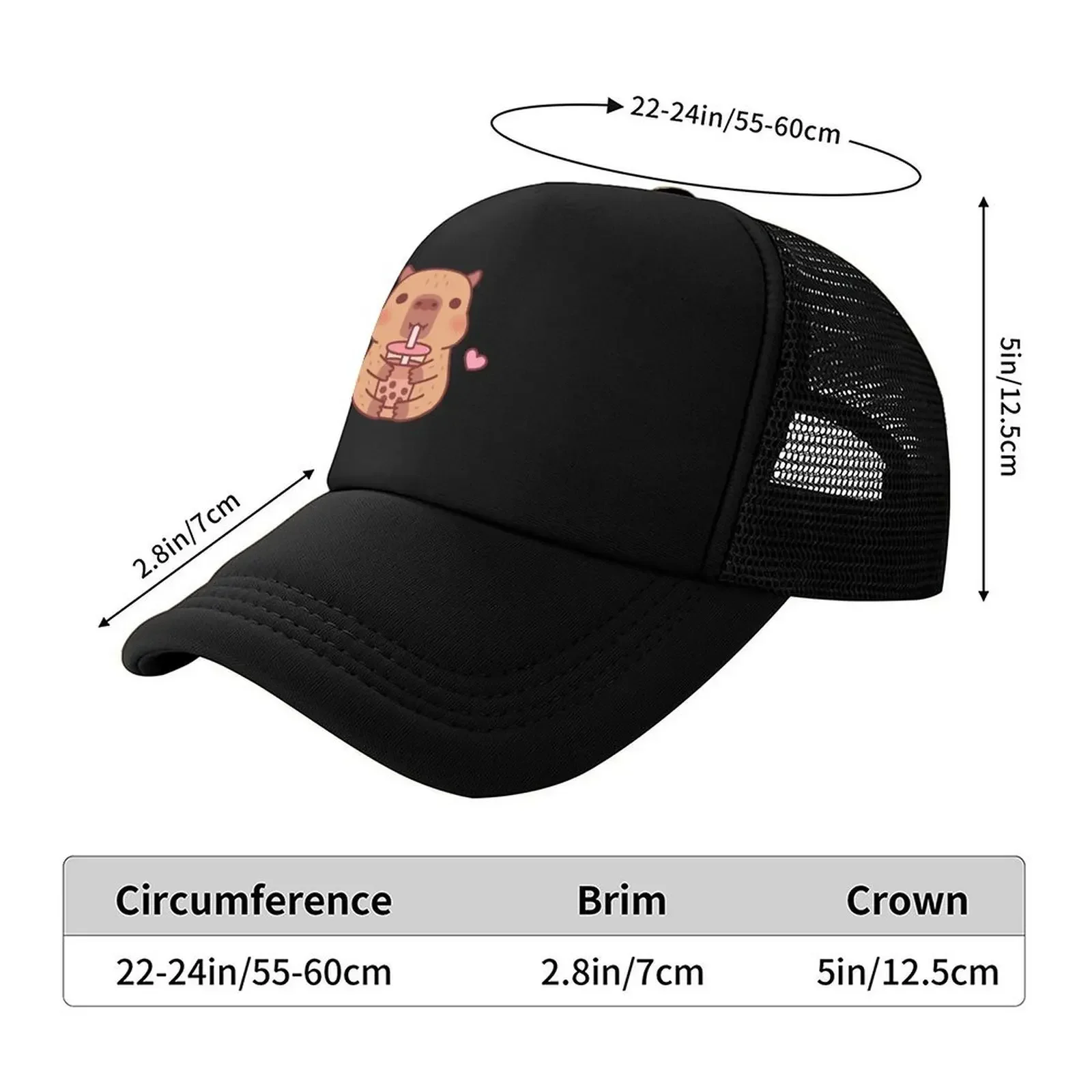 New Cute Little Capybara Loves Bubble Tea Baseball Cap Beach Christmas Hat Sun Hat For Children winter hats for men Mens Women's