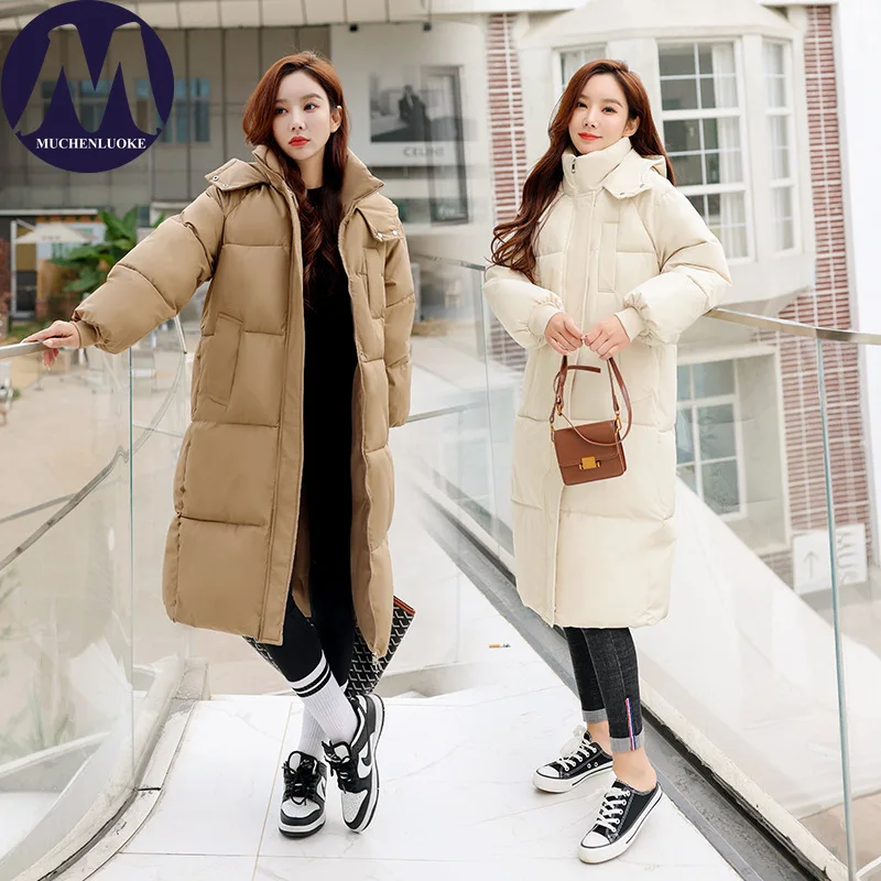 

Women's Winter Jacket 2025 Long Sleeve Hooded Thick Warmth Korean Fashion Casual Loose Parka Coat
