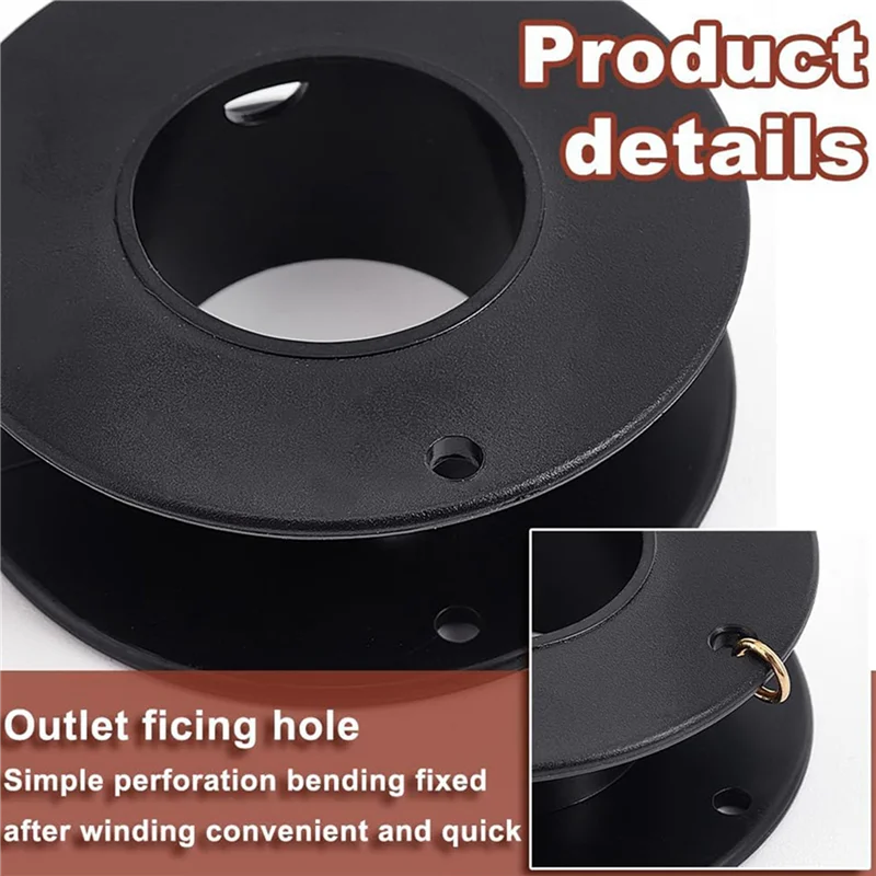 AT13 40Pcs Empty Spools, 2.1X0.7 Inch Plastic Thread Spools Ribbon Spools Black Craft Spools Wire Spool Weaving Bobbins