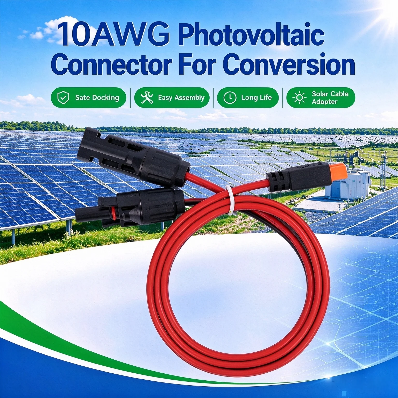 10AWG Heavy Duty Solar Extension Cable with XT60 Plug for Lithium Battery RV Drone RC Wiring