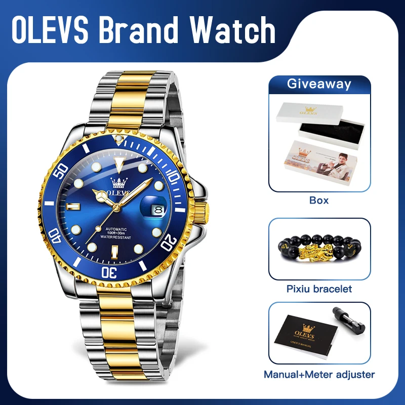 

OLEVS 6650 Mens Watch Fashion Luxury Original Automatic Mechanical Watch For Men Waterproof Luminous Stainless Steel Date Reloj