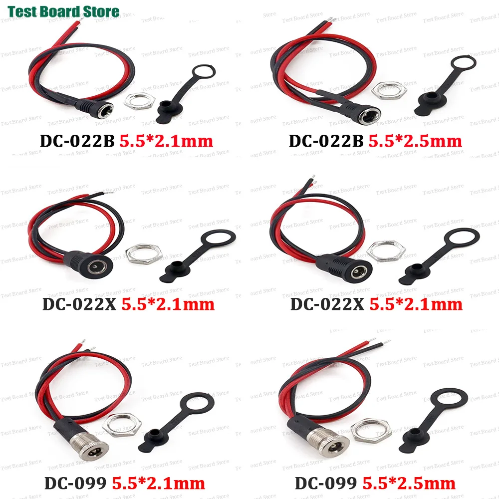 1/2/5Pcs 5.5*2.1mm/5.5*2.5mm DC022D DC022X DC099 DC Power Cable Female Socket DIY Waterproof Jack Plug Panel Mount Connector