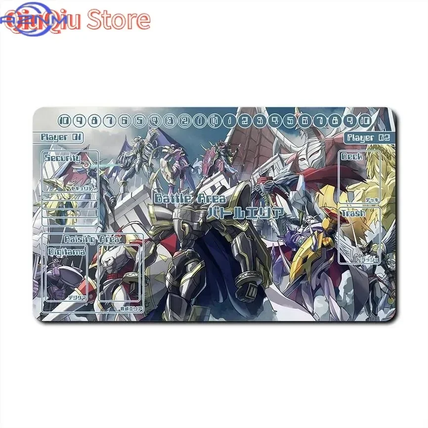 Anime Digimon TCG Playmat Mouse Pad, Rubber Anti-slip Gaming Mouse Pad, Digimon Monster Card Game Zone Print Desk Mat with Smoot