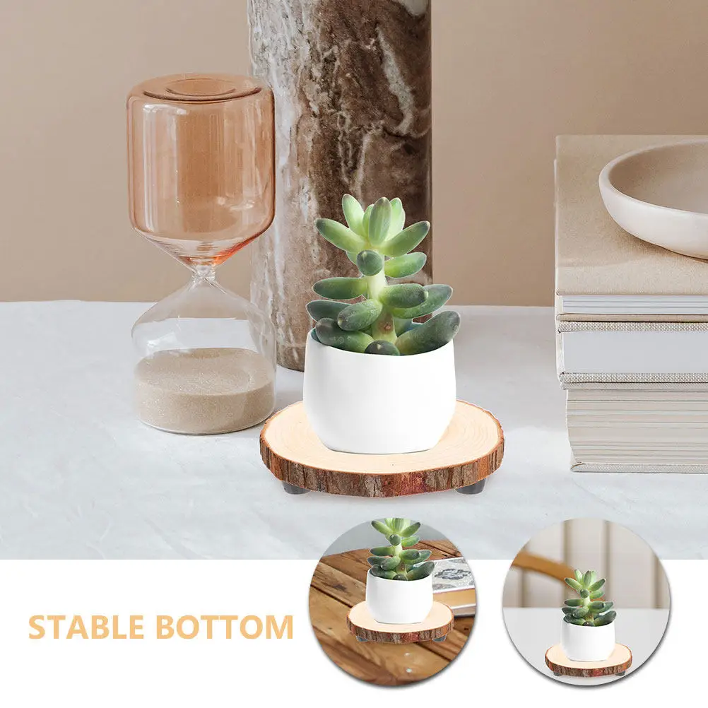 2Pcs Round Wooden Plant Stands with Legs for Home Office Wedding Decor Rustic Cake Stand Dessert Display Pedestal Table