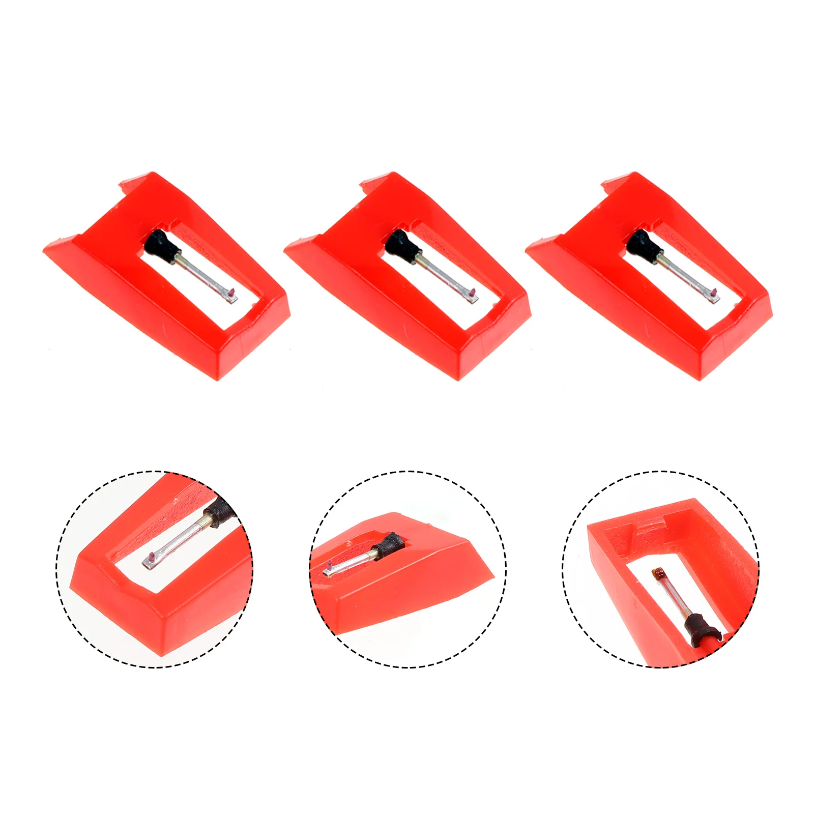 

3 Pcs Singing Needle Electric Head Replacement Stylus High Grade Plastic Aluminum Arm Conical Tip Excellent Sound Quality Long