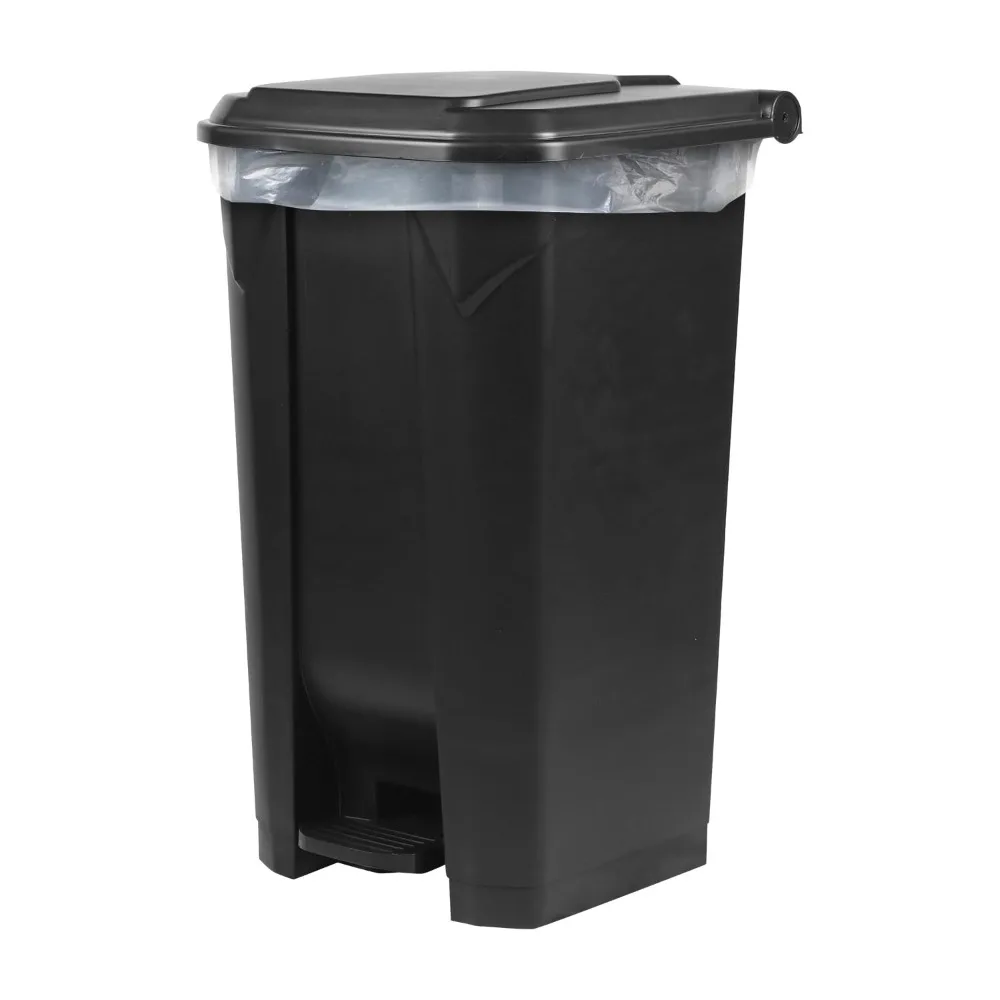 

Black 27-Gallon Step-On Trash Can with Lid And Foot Pedal Plastic Dustbin for Hands-Free Disposal