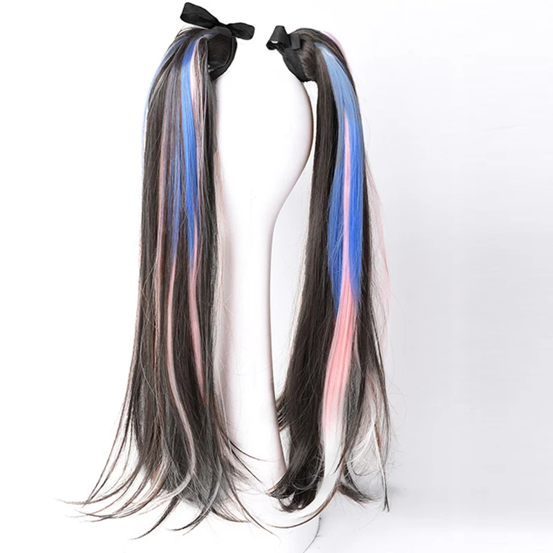 Extensões sintéticas de cabelo rabo de cavalo para mulheres, cabelo preto, peruca lisa, cauda pequena, alça de cabelo, concubina nova, natural