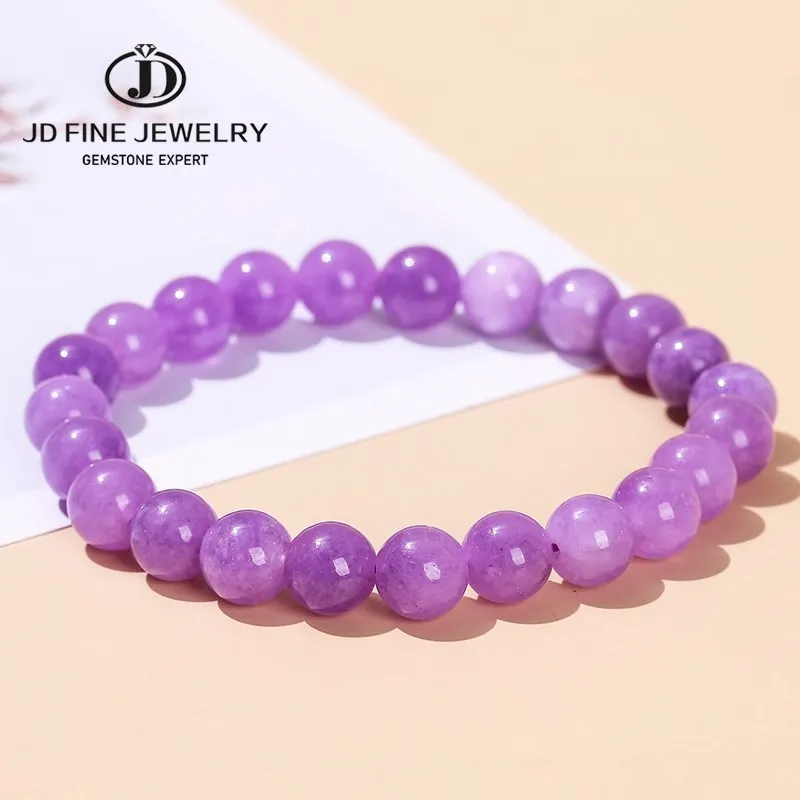 JD Natural Stone Purple K2 Jasper Beaded Bracelet Women Fashion Round Bead Yoga Balance Strand Bangles Couples Distance Gift