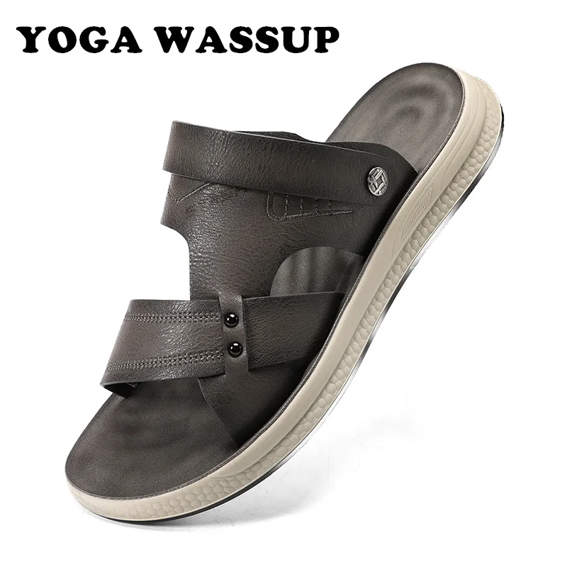 

YOGA WASSUP-Men's Leather Sandals, Summer Shoes, Beach Shoes, Hiking Casual Shoes, Sizes 38-44, New Collection 2024