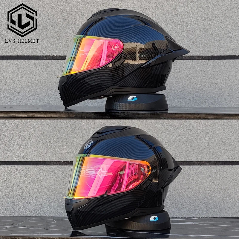 

LVS motorcycle helmet fully covered dual lens with built-in sunshade lens, personalized large tail decoration, DOT approved casc