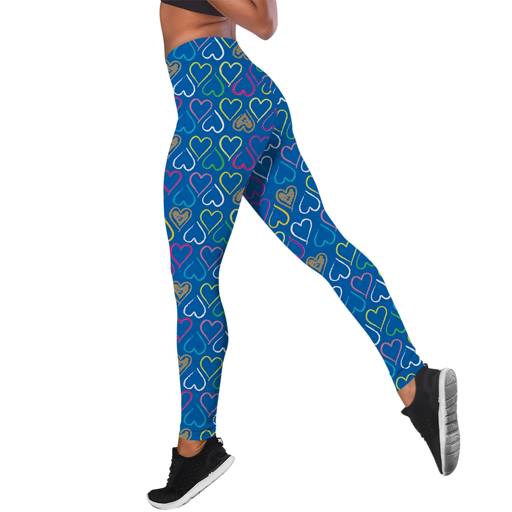 MSIEESO Mode Femmes Leggings Leon Jour Coeur Imprimé Legging Yoga Pantalon Jogging Fitness Vêtements De dehors S-7XL