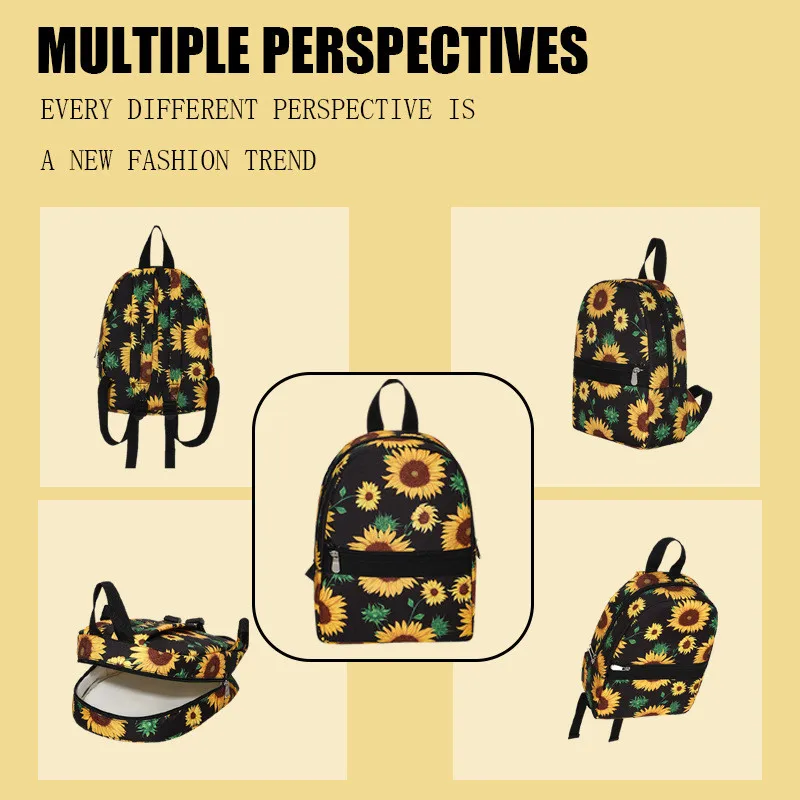 Women Large Capacity Backpack Sunflower Print 2026