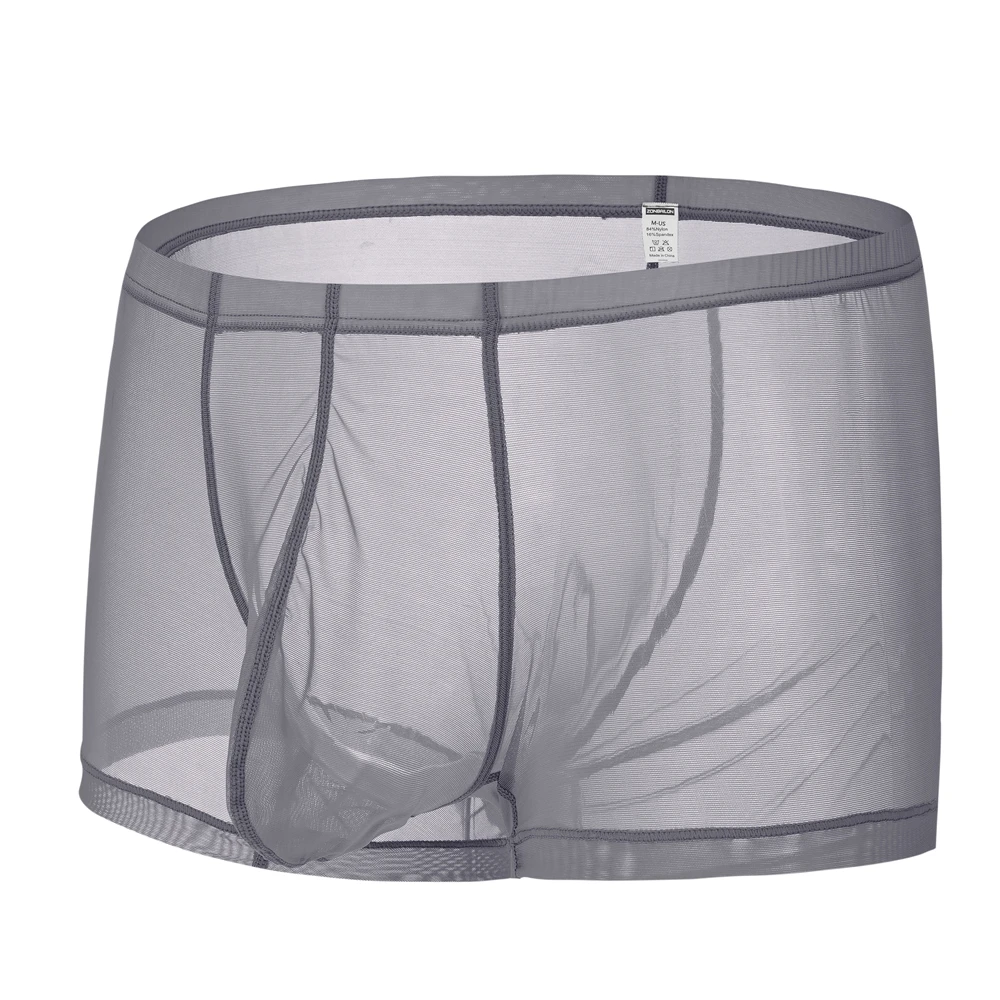 Zonbailon Men's Breathable Cool Mesh Trunks Boxers Sexy Transparent  Underwear M-3XL