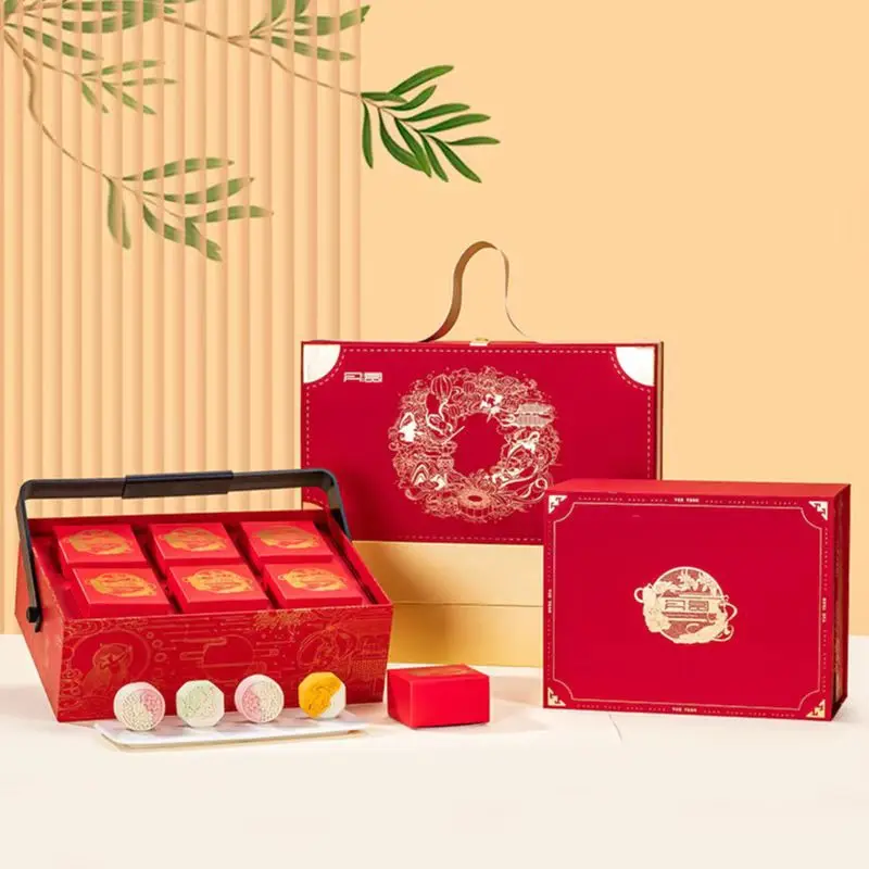 Customized Mooncake Box Custom Mooncake Packaging Box Handheld Mooncake Box Flip Lid Drawer Box Empty Bo