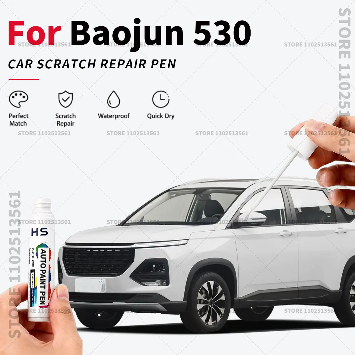 

Touch Up Paint Pen – Restore Car Paint & Remove Scratches For Baojun 530 Starry Night Black Sliver Gray Candy White Brown