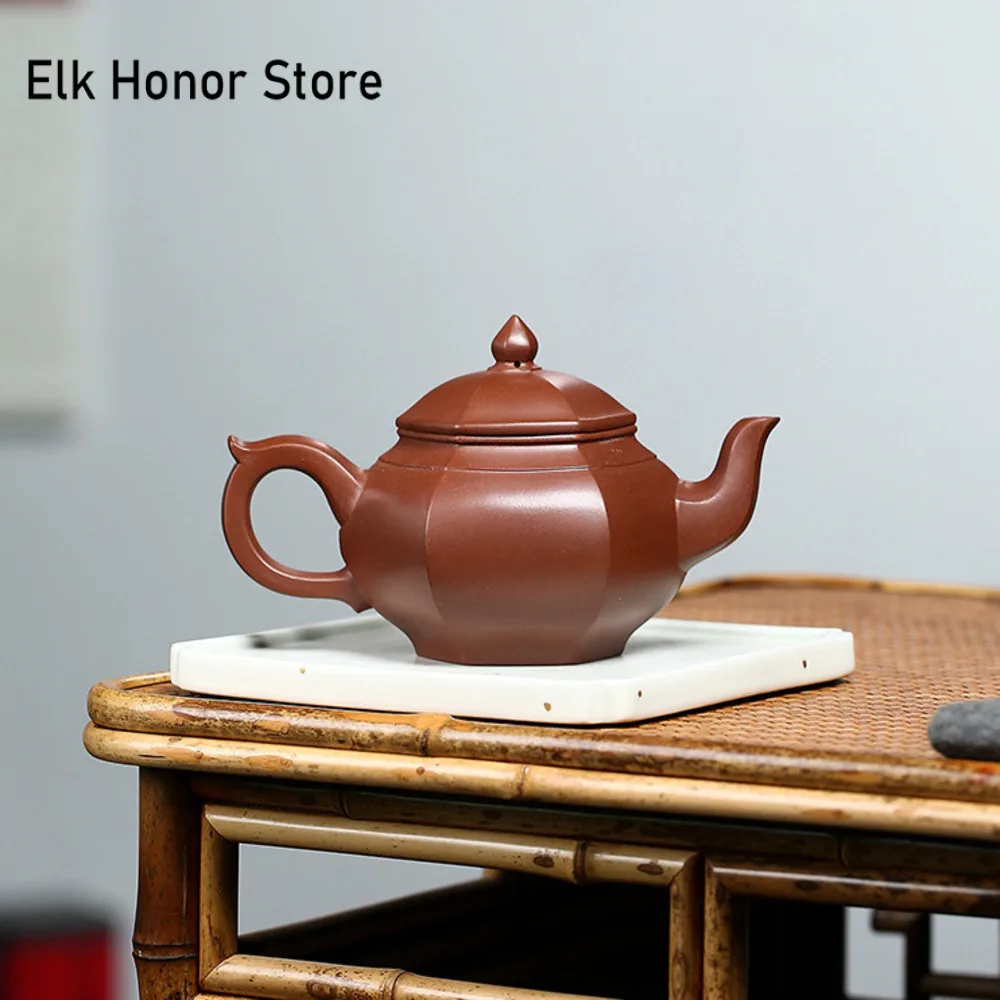 270ml Authentic Yixing Handmade Tea Pot Purple Clay Hexagonal Teapot Raw Ore Beauty Kettle Chinese Tea Ceremony Gift Drinkware