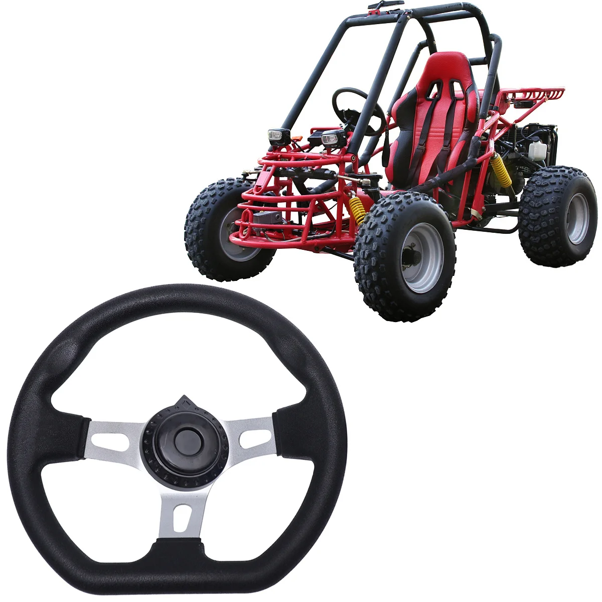 270mm改造ステアリングホイールPU合金交換用ゴーカートUTVレーシングカーユニバーサルフィットブラック