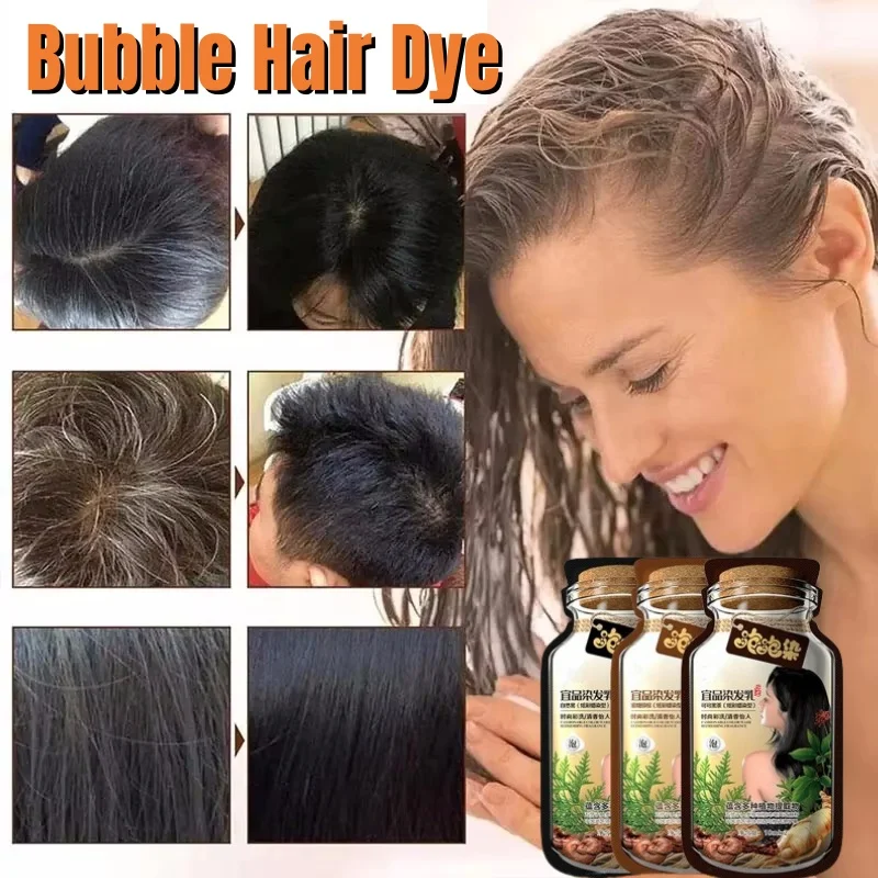 Shampoing colorant pour cheveux à base de plantes naturelles, bulle de embaupour cheveux, document capillaire longue durée, mousse à base de plantes, coloration des cheveux, couvre les cheveux gris