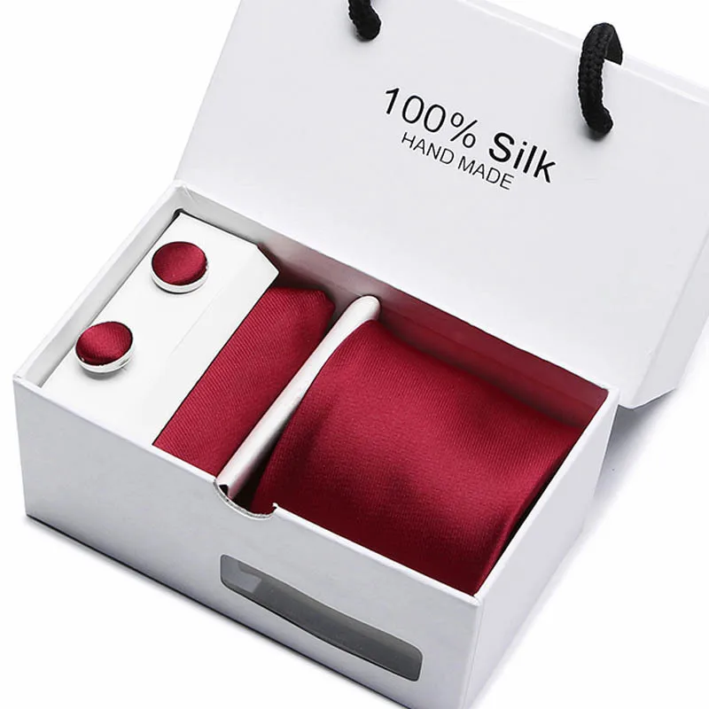 Men's tie Gift box Gift packaging, including tie square cufflinks White gift box Group tie various colors business wedding ties