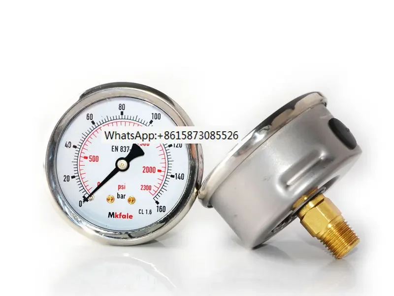 Instruments Stainless Steel Gauge SM1SP63B 63mm 2.5inch 1/4 NPT Back Manometer Liquid Hydraulic Oil Pressure Gauge