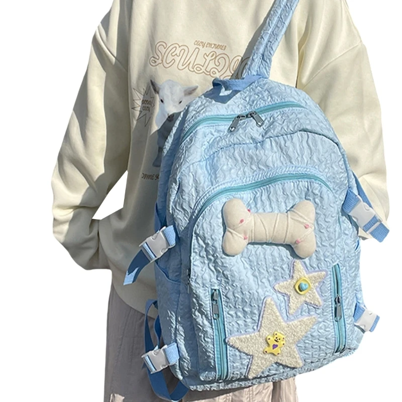 Daypack พร้อมกระเป๋านักเรียนตกแต่ง Bone Star น่ารักสำหรับ Rucksack เด็กผู้หญิง