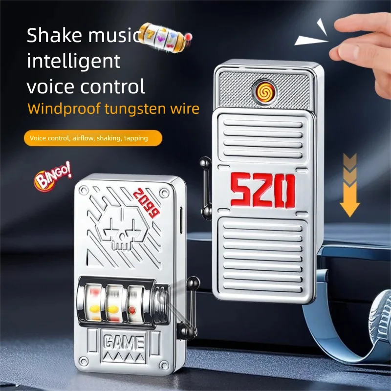 New Smart Voice-Activated Tungsten Lighter - Windproof Rechargeable Joystick Toy Lighter