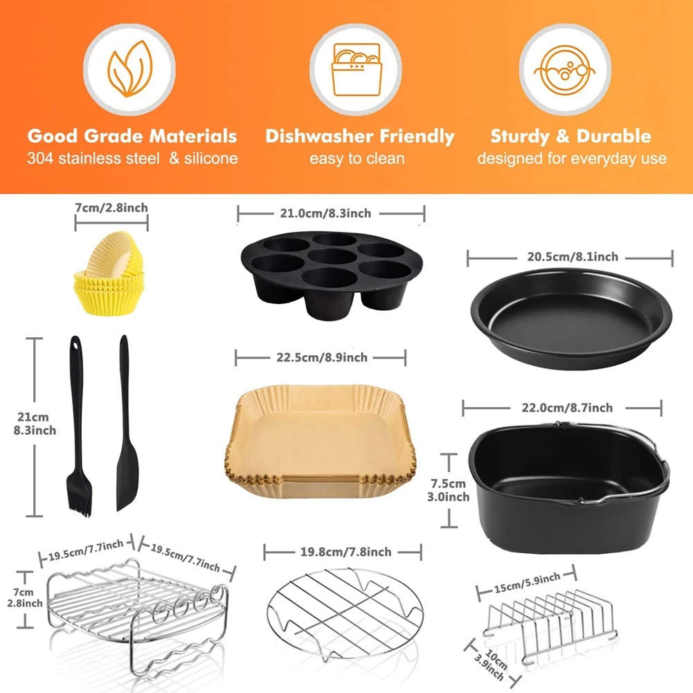 Square Air Fryer Accessories, for Instant Vortex Plus, COSORI 6.4L, Tefal XXL 6.2L, Breville & Most 5.7L Air FryersN02R