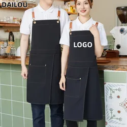 Tailored Apron Logo For Men And Women Work Apron Waterproof Kitchen Manicure Beauty Salon Uniform Barbecue Garden Waiter Scarf