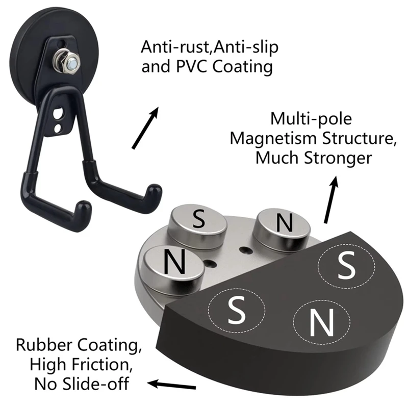 Heavy Duty Magnetic Utility Hook Set for Tool Rack Office Accessories-A79M view 4