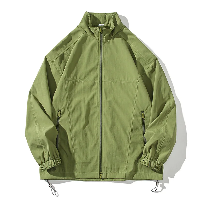 

Spring Autumn New Fashion Men's Solid Color Loose Simple Basic Daily Casual Trendy Stand Collar Long Sleeve Jackets Male Coats