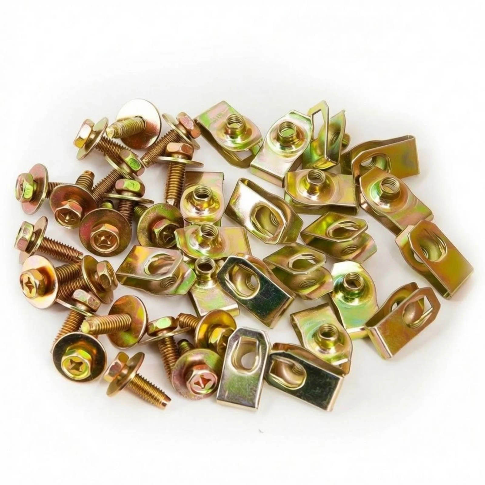 40 Pieces Washer Head Screw Clip Set Zinc Plated Body Bolt and Clip Set Panel Bolt Kit Yellow Gold Automotive Parts Secure Hold