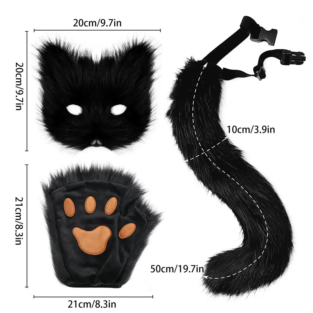 Innovative Plush Gloves And Mask Set For Halloween Cosplay Suitable For Halloween And Various