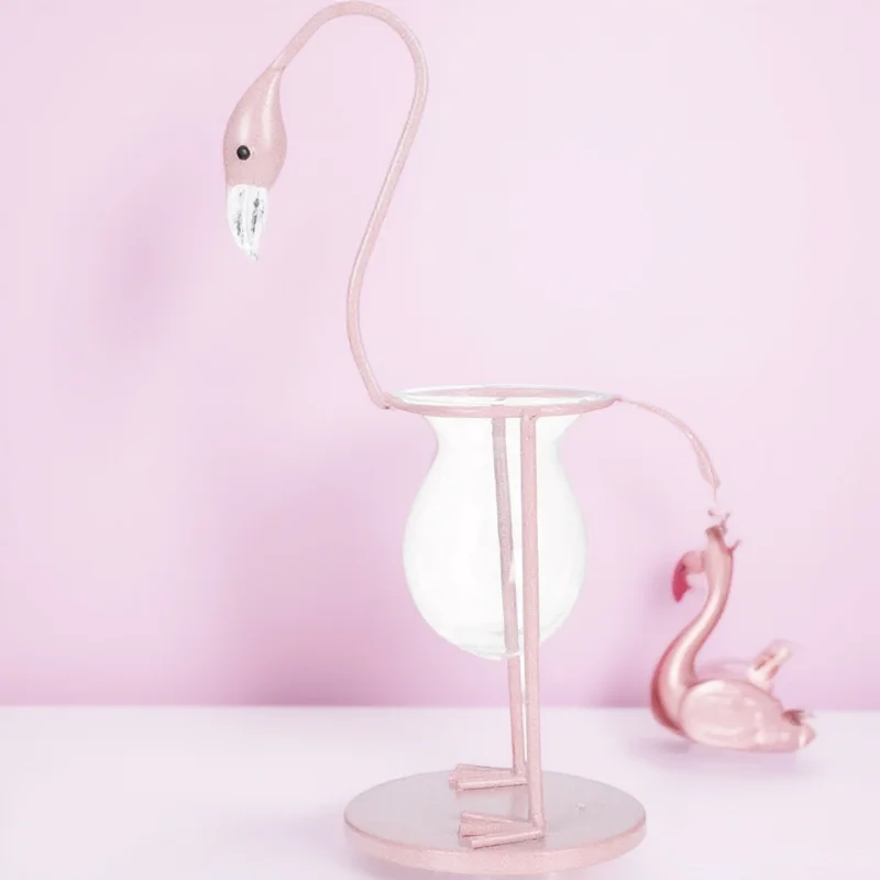 

1pc Creative Ornament Shaped Iron Glass Hydroponic Plant Vase For Home Office Desktop Decor Glass Vase Adorn