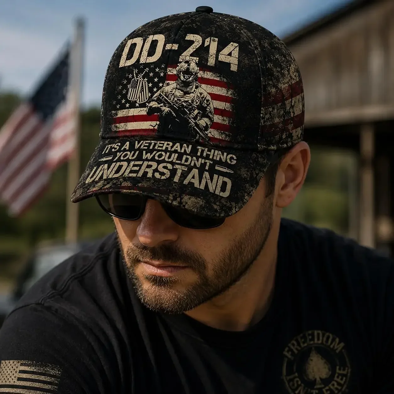 Custom DD214 Veteran Hat Patriotic US Flag Vintage Baseball Cap Military Retirement Gifts for Men