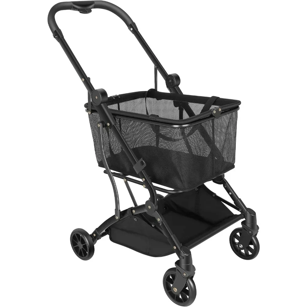 Functional Collapsible carts Shopping Cart Collapsible Utility Trolley Cart Features up 60 lbs Total Weight Capacity, Stylish