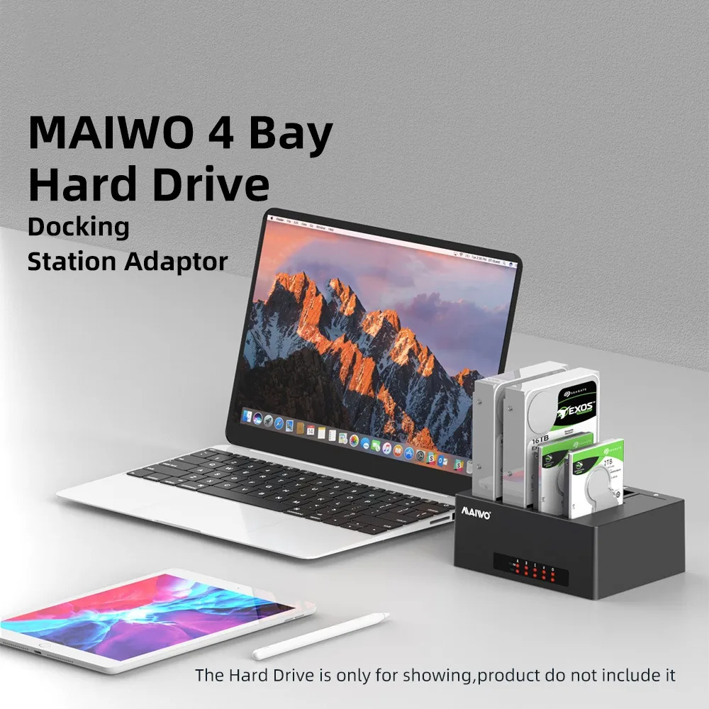 MAIWO HDD Docking Station 4 Bay SATA ke USB 3.0 Adapter untuk 2.5/3.5 inci SSD Disk Case HDD Box Dock Hard SATA Drive penutup
