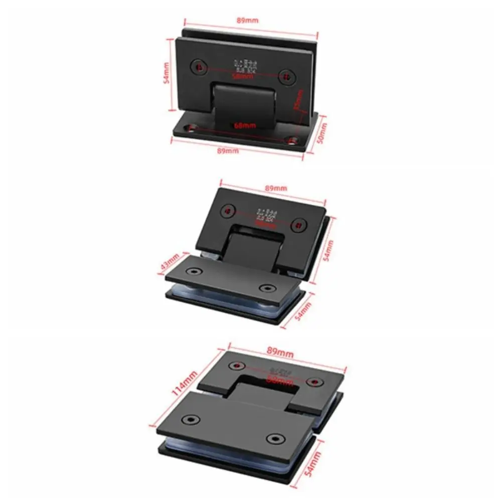 บานพับประตูห้องน้ำสแตนเลส สีเงิน/สีดำ/สีทอง ตัวยึดประตูกระจกแผ่นแข็ง คลิปยึด รับน้ำหนักได้ดี