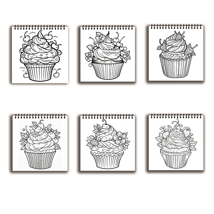 Coloring Book - 7.87x 7.87 inches 32 pages of delicious cake coloring book - perfect gift for family or friends