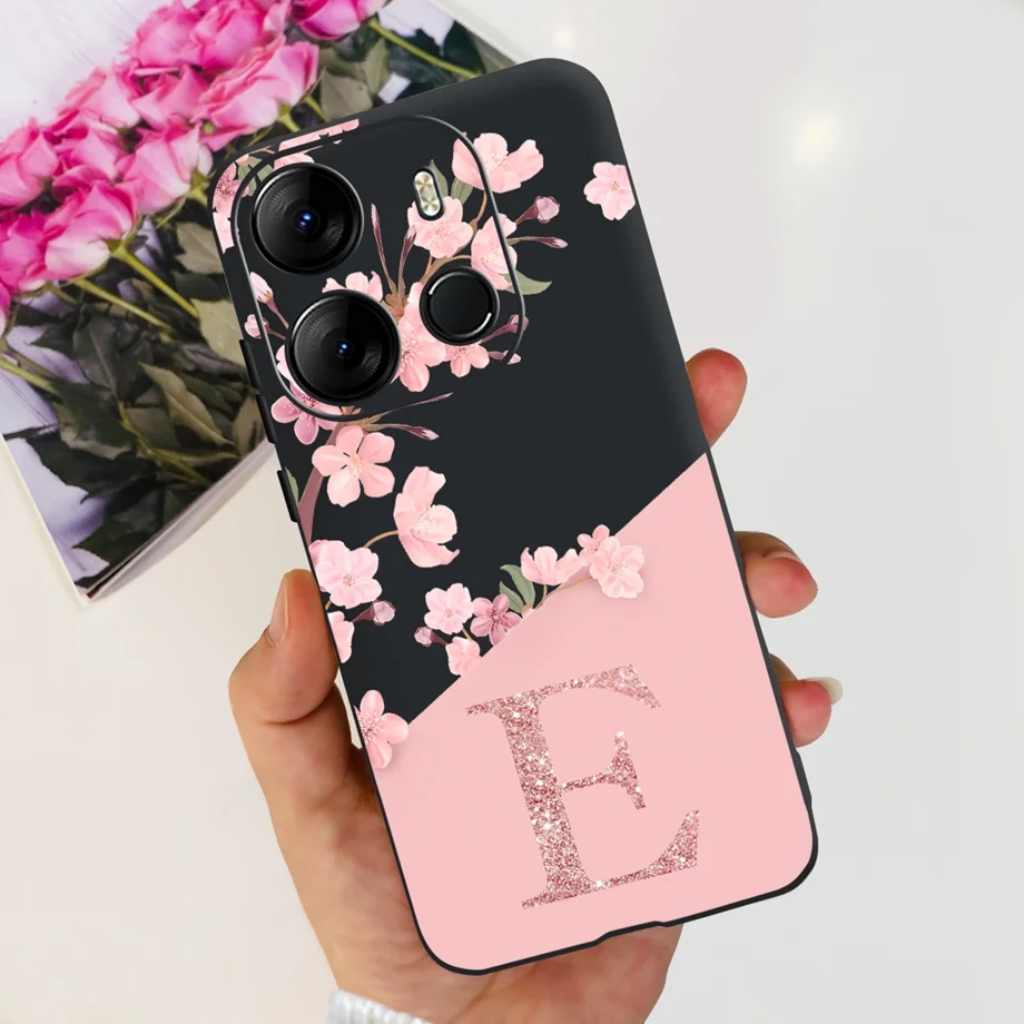 For Tecno Pop 7 Pro BF7 Case 26 Letters Painted TPU Silicone Bumper Cover for Tecno Pop 7 BF6 Pop 5 4 Air Pop 2 F Soft Cover Bag