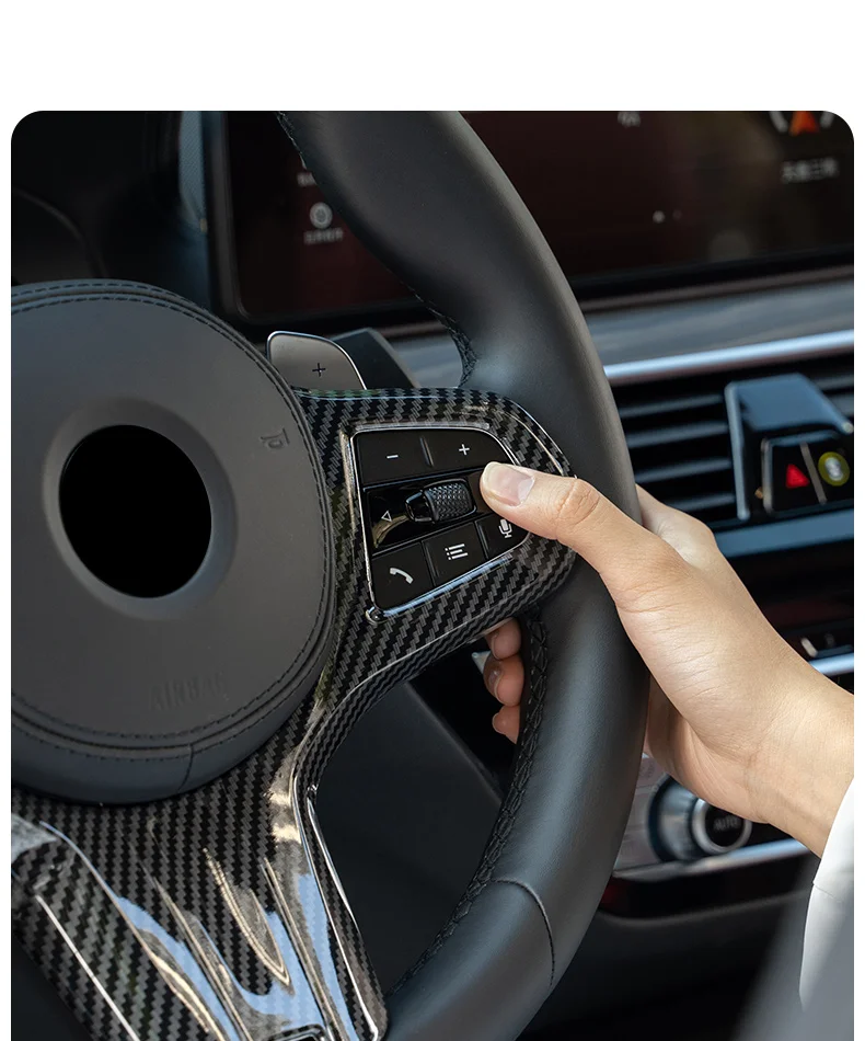 Kohle faser Auto Lenkrad Panel Dekoration Rahmen Abdeckung für BMW M Sport G30 G32 G20 X3 X4 G01 G02 X5 X7 G05 G07 5er – Detail 11