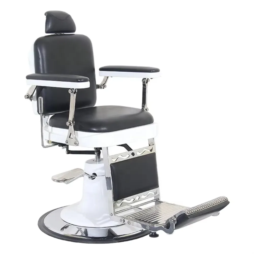 

Wholesale Professional Men's All Black Synthetic Leather Barber Chair Frame Living Room Salon Furniture Modern