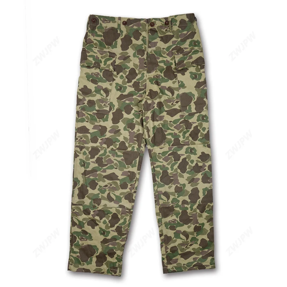 

WWII US Duck Hunting Double Camouflage Army Pants HBT Herringbone Fabric Outdoor Training Shooting Sniper Combat Battle Trousers