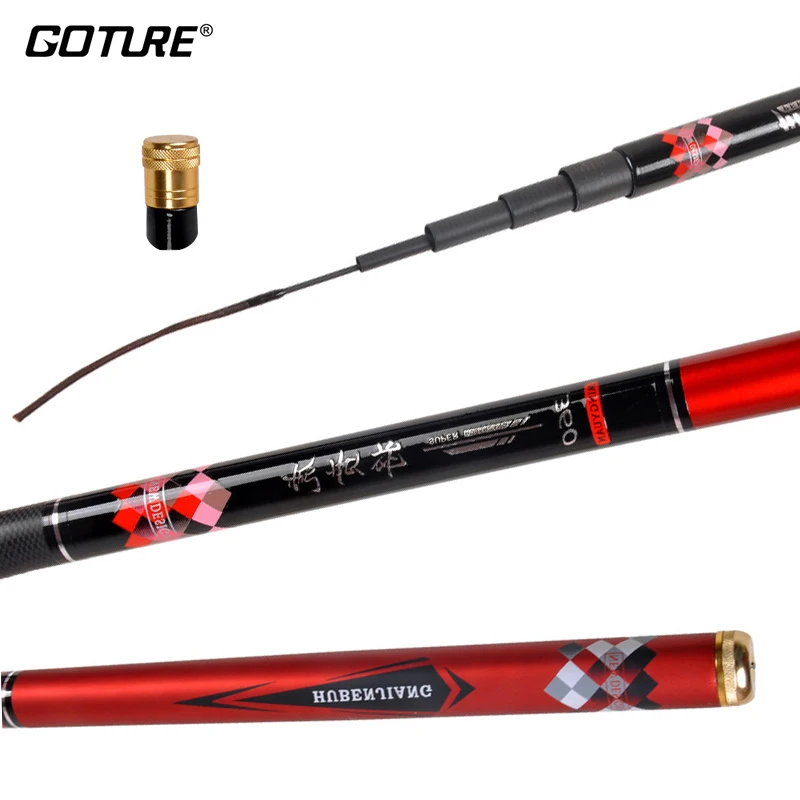 

Goture HUBENJIANG-Ultralight Carbon Fishing Rods, Super Hard, 6H Stream, Hand Fishing Rod, Freshwater, 3.6 m-6.3m, 1:9 Power