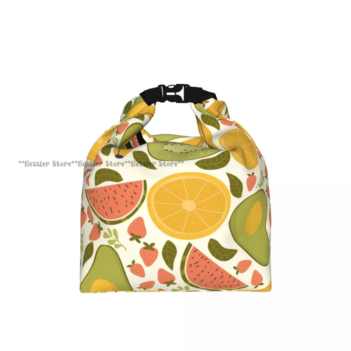 Roll-Top Insulated Lunch Bag Colorful Fruits Avocado Thermal Bento Box Bag Portable Cooler Bag for Picnic