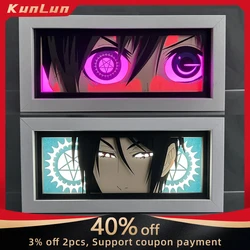 Black Butler Anime Periphery Ciel Figura Led Light Paper Cut Shadow Box Sebastian Figures Lightbox Ornaments Birthday Gifts Toys