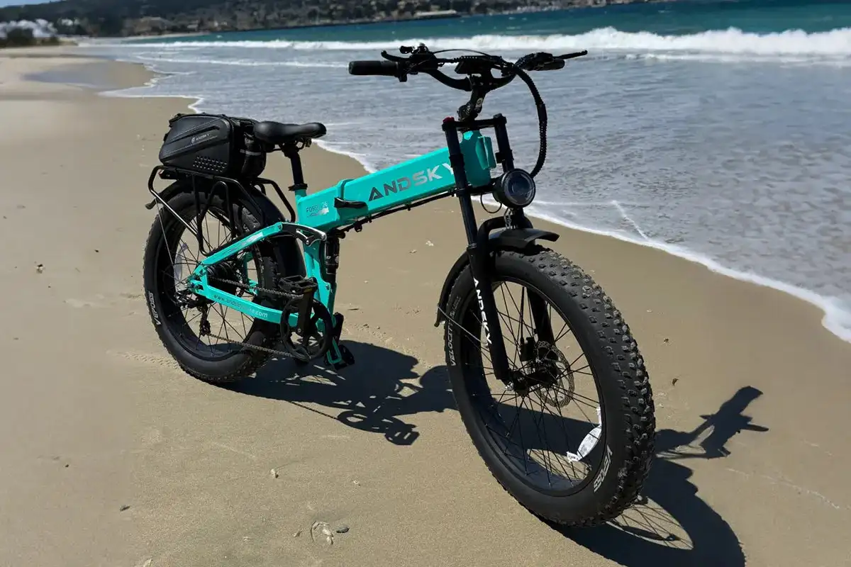 ANDSKY Forge 26 Full-Suspension Foldable Electric Bike 48V 20Ah 28MPH Top Speed 80Miles Long Range 100Nm Torque 26"x4.0" Fat Tire Electric Bicycle with LCD Display 1300W Motor Power E-bike City Commuter Mountain For Adult view 8