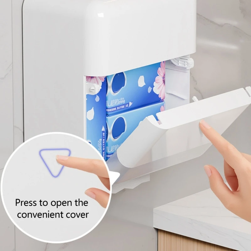 Bathroom Tissue Storage Box Large Capacity Plastic Waterproofed Design Wall Mounted For Bathrooms A2BB