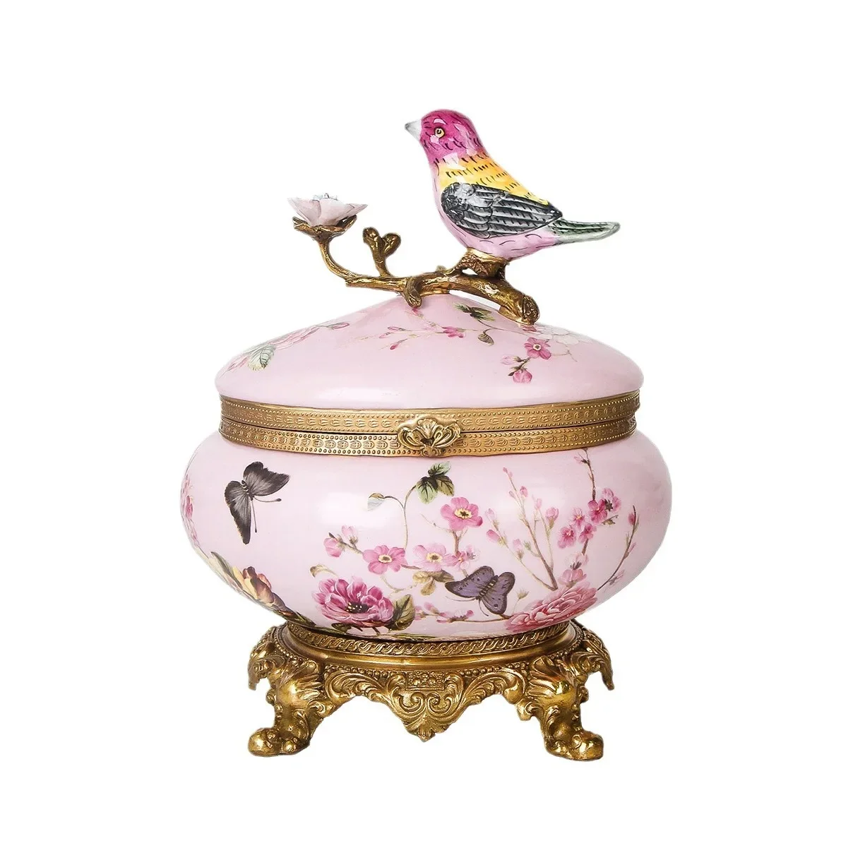 

Dongdun Manor American storage tank retro copper with ceramic lid box pink lid can handicraft